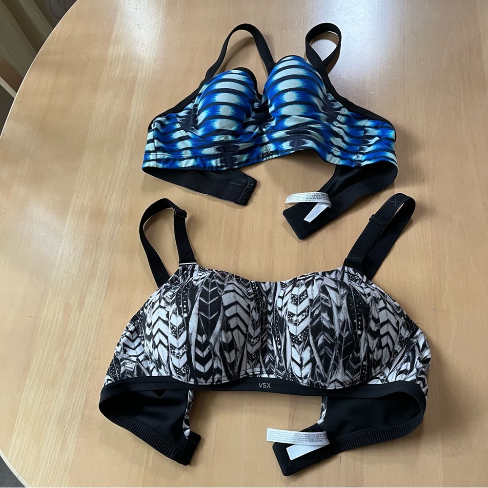 Victoria's Secret set of 2 padded & patterned sports bras